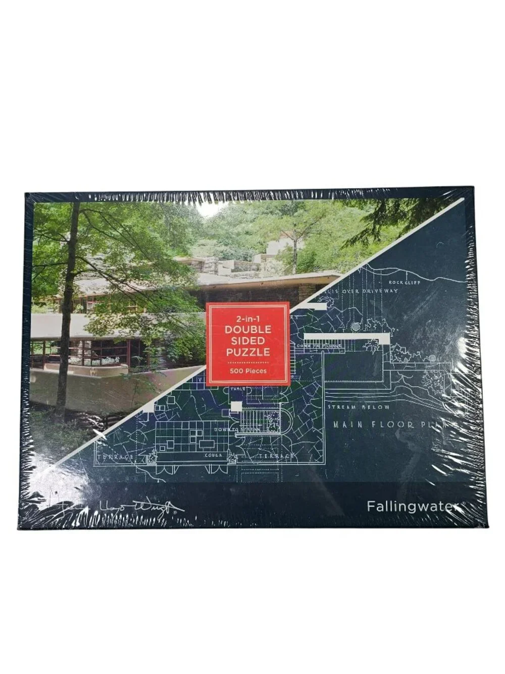 Frank Lloyd Wright Fallingwater 500pc 2-In-1 Double-Sided Puzzle 24x18